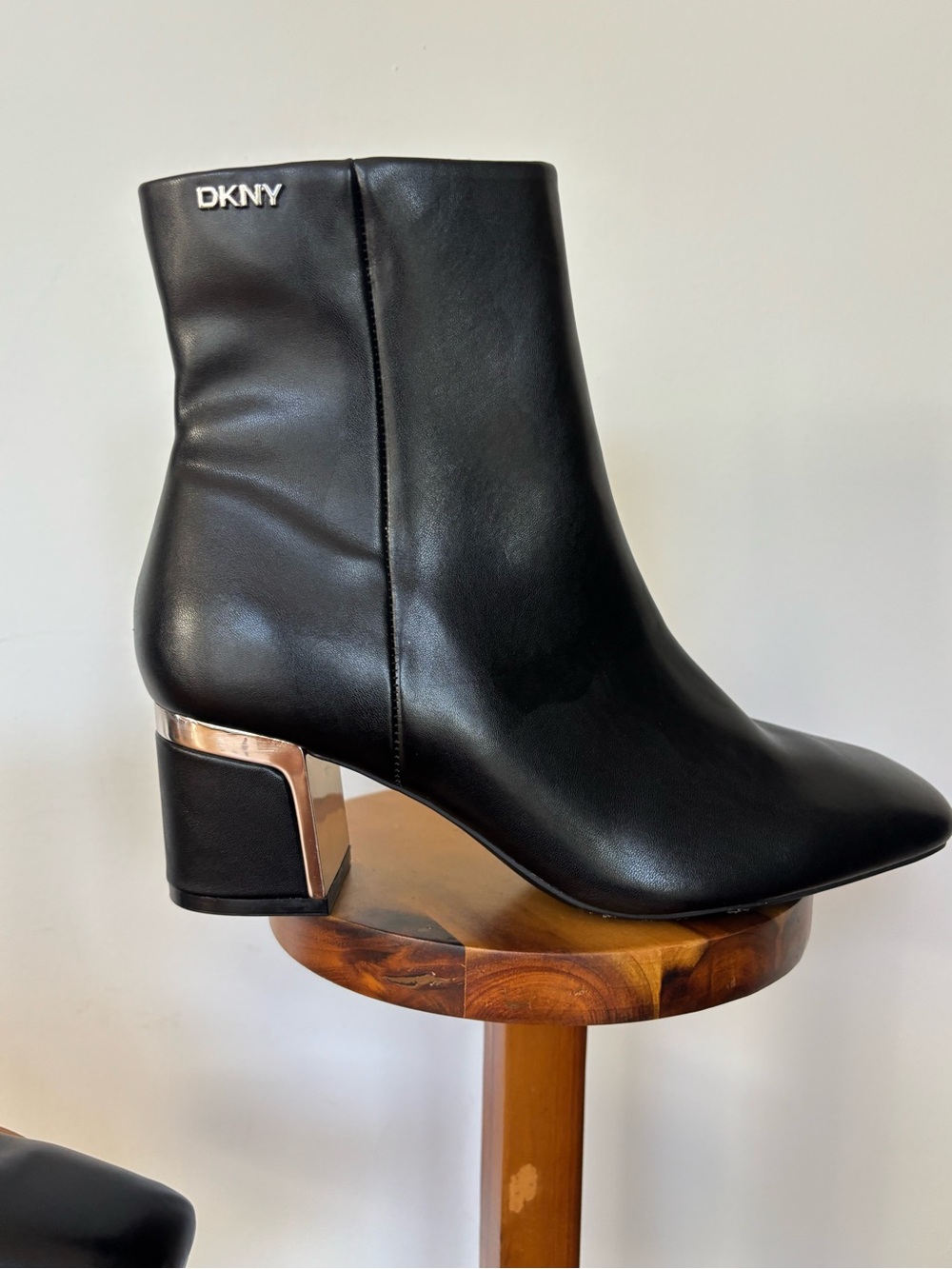 DKNY Celisha Black Square Toe Block Heel Ankle Boots Size 6.5M NWOT